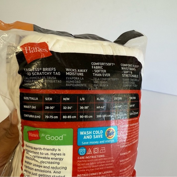 Hanes Men's Tagless Briefs - White 6 Pack - Picture 5 of 5